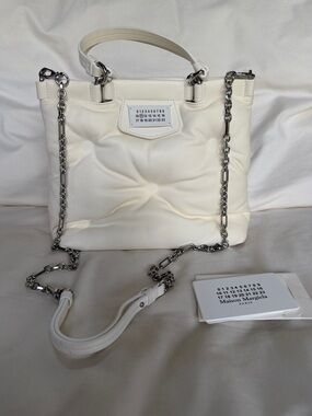 Maison Martin Margiela Cream Quilted Leather Chain Shoulder Bag